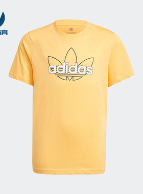 Adidas/阿迪达斯正品三叶草大童舒适圆领透气印花运动短袖GN2300