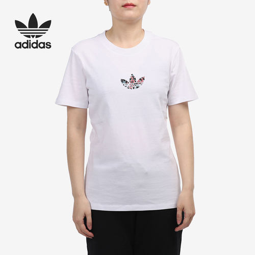 Adidas/阿迪达斯正品T-SHIRT 女子三叶草休闲运动短袖T恤 GN3042