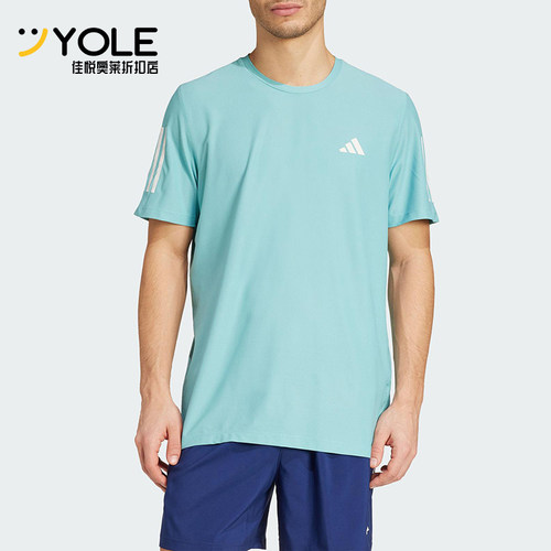 Adidas/阿迪达斯正品OWN THE RUN TEE男士运动圆领短袖T恤JX2211