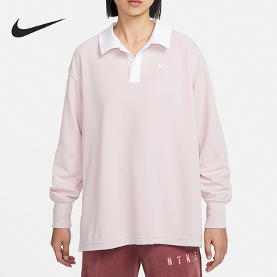 Nike/耐克正品新款女士Oversize 风长袖翻领T恤FB8721-019