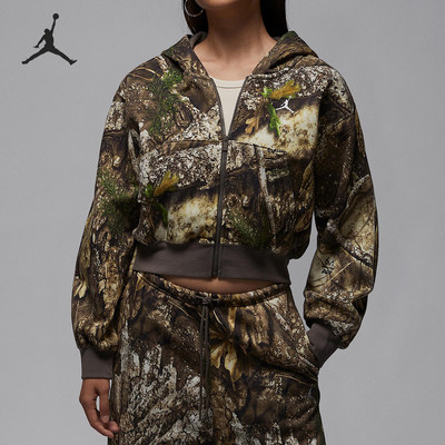 Nike/耐克正品JORDAN女士时尚短款加绒连帽外套HV0470-133