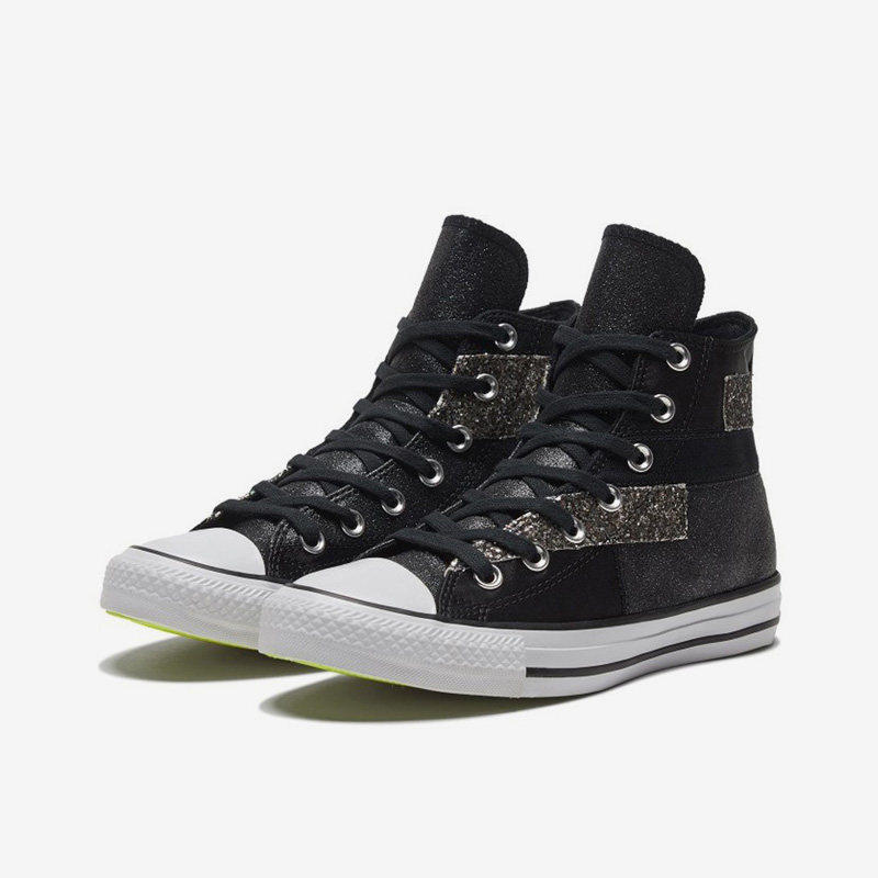 Converse匡威正品新款休闲女子复古亮片拼接高帮帆布板鞋569427C