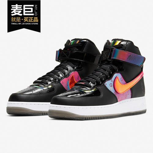 Nike/耐克正品 Air Force 1 AF1黑镭射 炫彩 高帮空军板鞋 DC0831