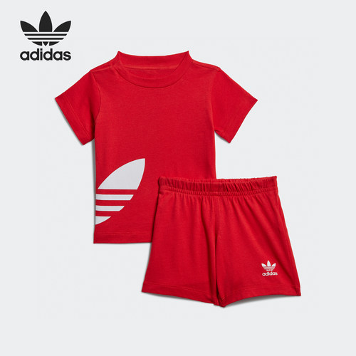 Adidas/阿迪达斯正品三叶草婴童圆领休闲针织运动套装FM5610