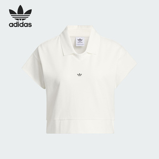 POLO衫 Adidas 运动短袖 阿迪达斯正品 IJ5224 三叶草女子短款