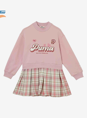 Puma/彪马正品2025新款儿童时尚简约休闲运动长袖连衣裙950002-01