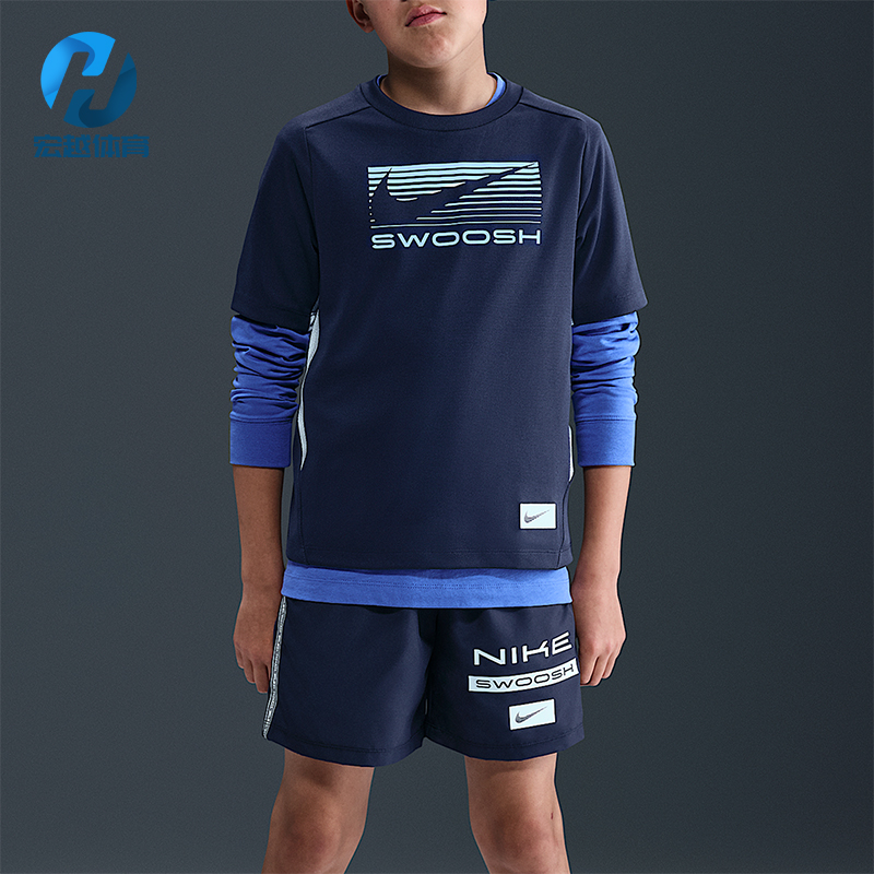 Nike/耐克正品Dri-FIT大童运动印花透气休闲耐穿短袖HJ3743-410