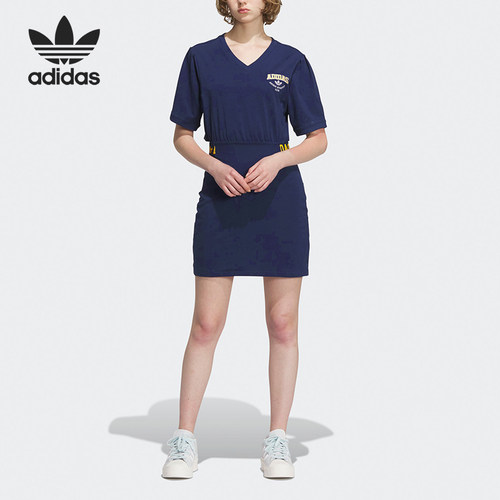 Adidas/阿迪达斯正品VARCT DRESS学院风女士短袖连衣裙IU4772