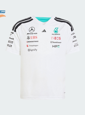 Adidas/阿迪达斯正品新款儿童白黑色赛车亲肤经典短袖T恤KF0164