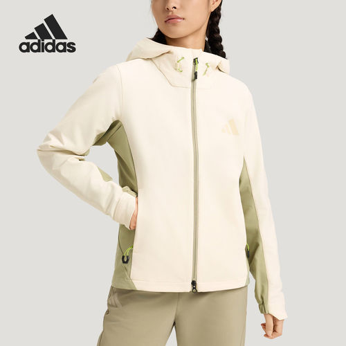 Adidas/阿迪达斯正品春秋女士户外保暖软壳连帽夹克KS3526