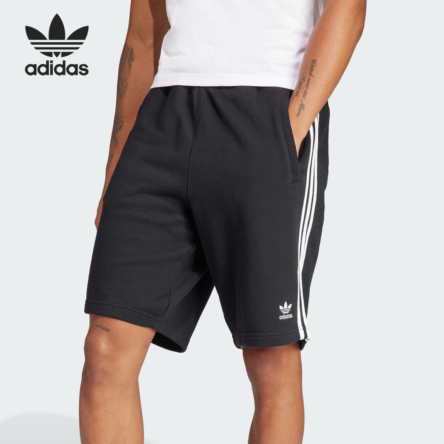 Adidas/阿迪达斯正品三叶草男士复古休闲针织运动短裤IU2337