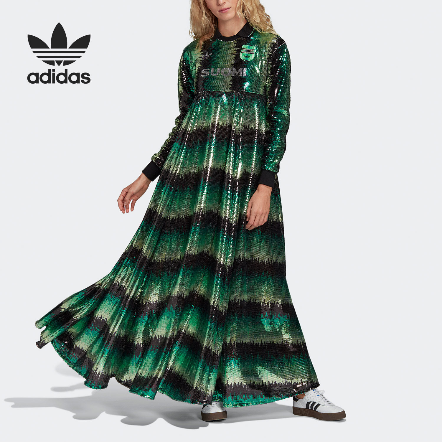 Adidas/阿迪达斯正品三叶草休闲女子时尚亮片连衣裙 FN2799