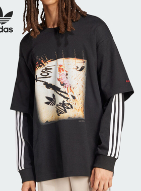 Adidas/阿迪达斯正品三叶草男士印花时尚图案运动长袖JG1338