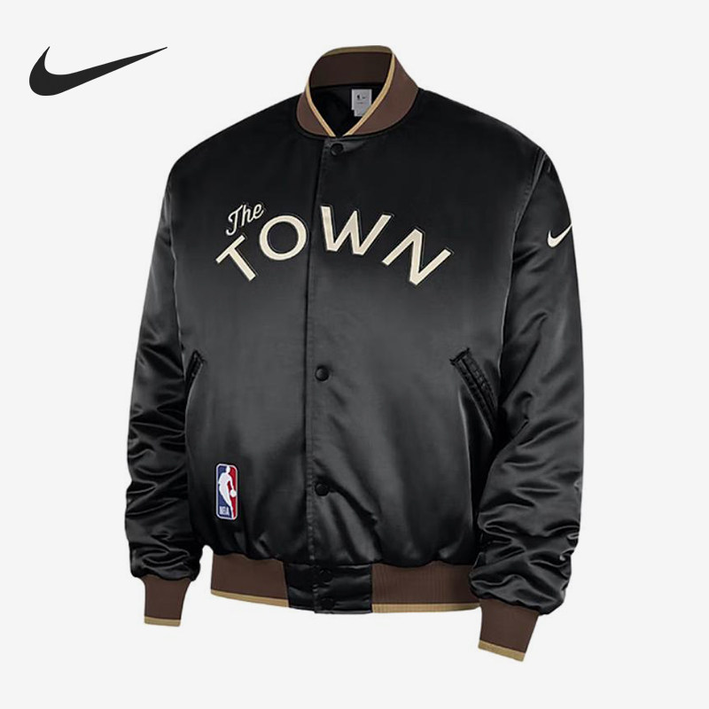 Nike/耐克正品NBA新款男黑棕色球类运动经典保暖棒球服HQ5764-010