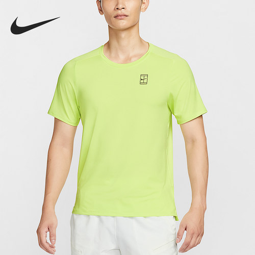 Nike/耐克正品Dri-FIT男士透气网球修身圆领运动短袖FZ6911-736