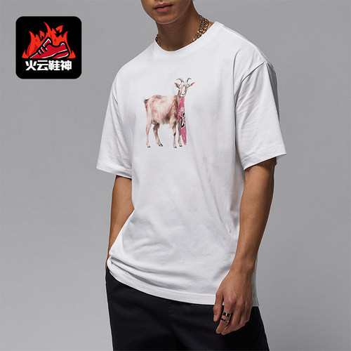 Nike/耐克正品JORDAN男士透气图案印花圆领宽松短袖T恤IF0786-100