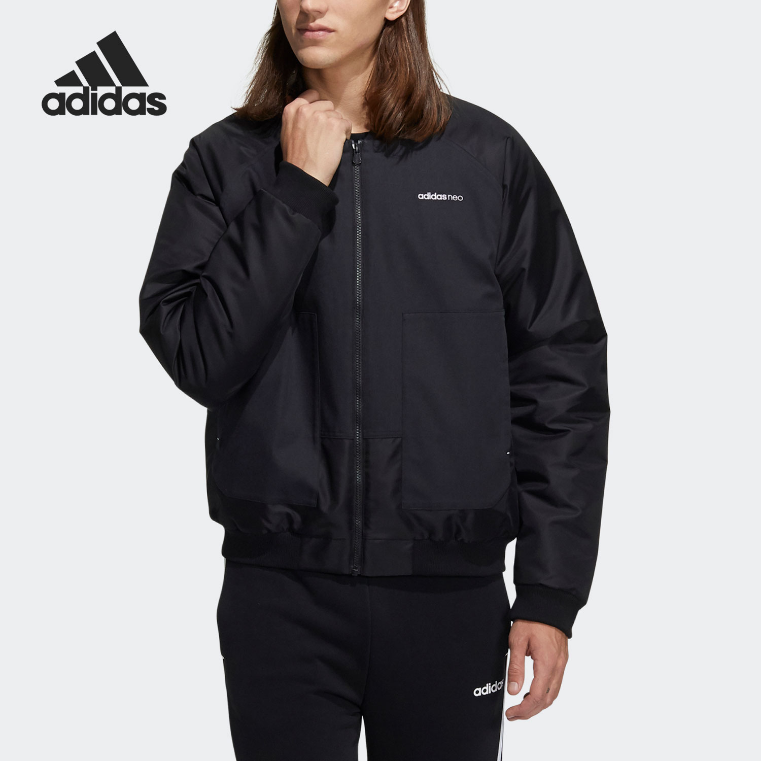 阿迪达斯男子立领休闲运动棉衣