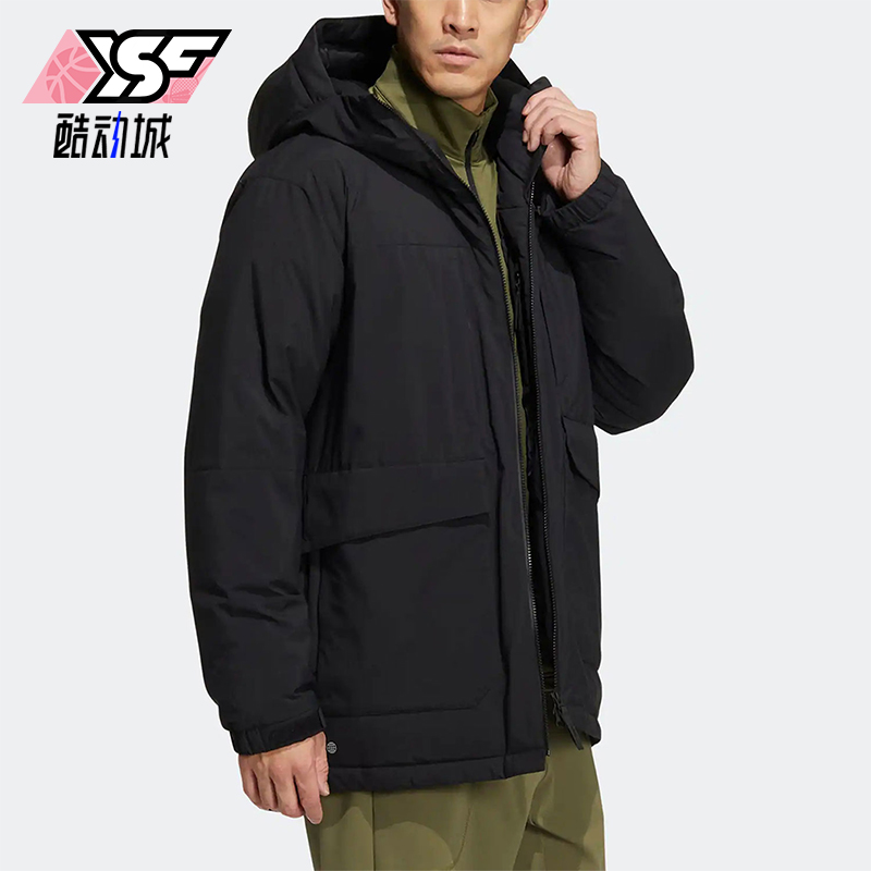 Adidas/阿迪达斯正品户外运动情侣款宽松连帽羽绒服HN2008