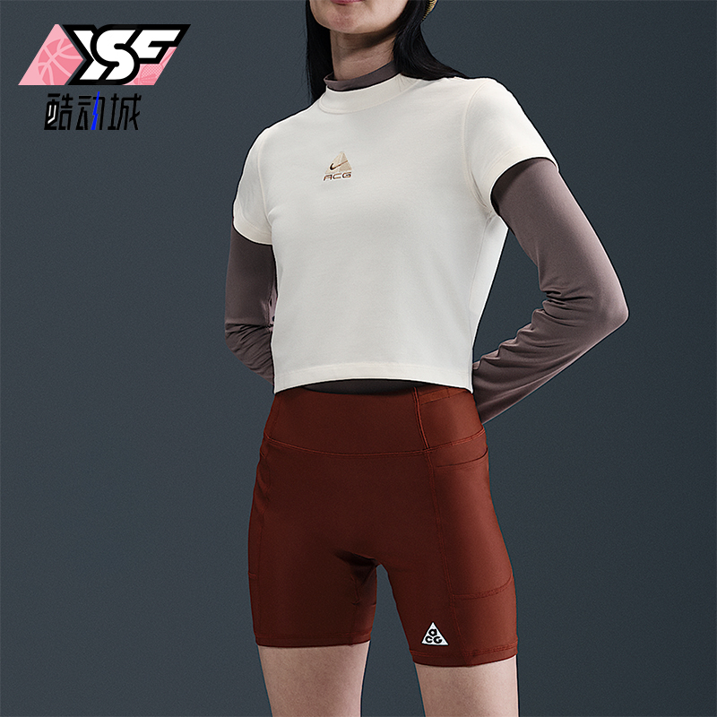 Nike/耐克正品Dri-FIT女士透气修身针织短款休闲短袖HM6085-110