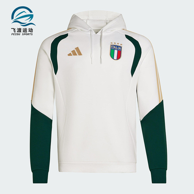 Adidas/阿迪达斯正品TIRO新款男米白绿色经典足球连帽卫衣JZ9364