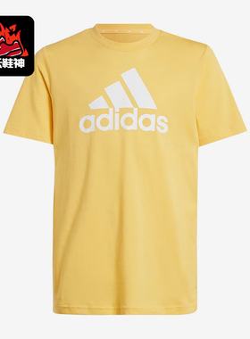 Adidas/阿迪达斯正品夏季大童透气圆领针织日常经典短袖T恤IS2582