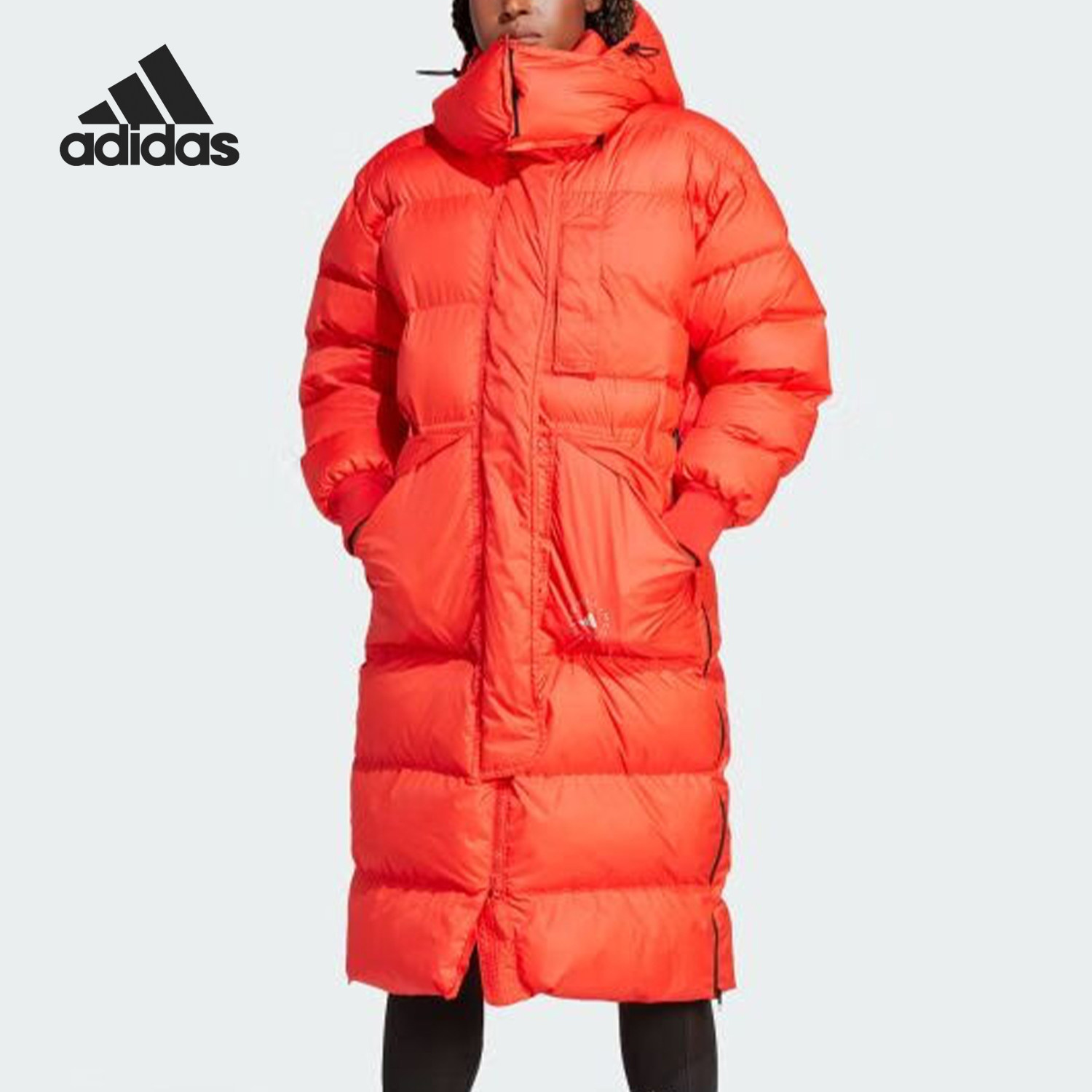Adidas/阿迪达斯正品新款女士保暖长款连帽面包棉服IB5099