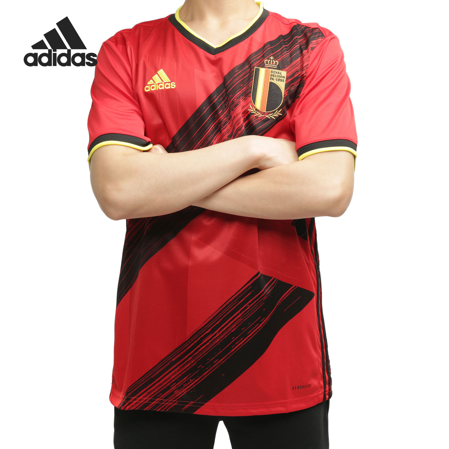 Adidas/阿迪达斯正品男子主场球迷版足球短袖球衣T恤EJ8546