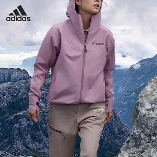 Adidas/阿迪达斯正品2023夏季新款女子户外连帽冲锋衣IL8905