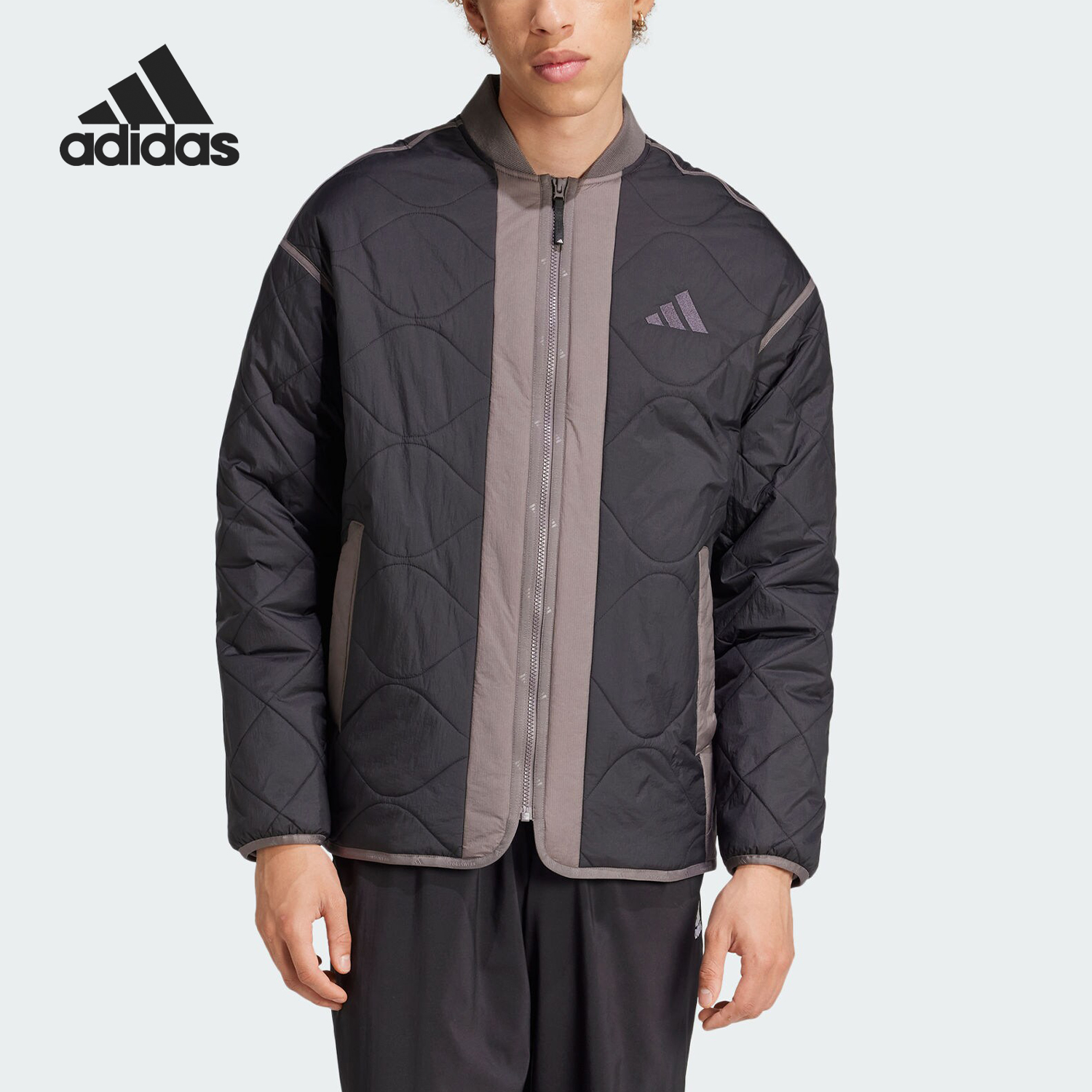 Adidas/阿迪达斯正品新款男士保暖拼接绗缝运动棉服JG5936