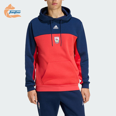 Adidas/阿迪达斯正品2025男士连帽足球运动抓绒复古卫衣KE3910