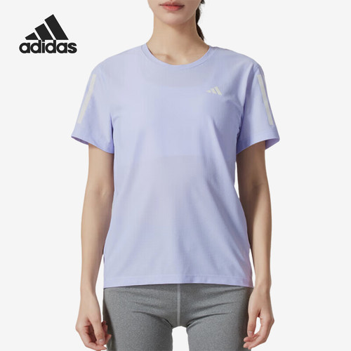 Adidas/阿迪达斯正品舒适春季新款女士跑步针织短袖JD6435