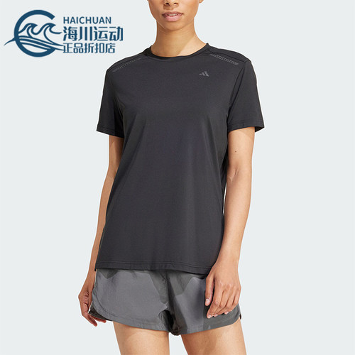 阿迪达斯女士圆领透气运动短袖