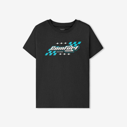 Skechers/斯凯奇正品夏季儿童宽松休闲时尚短袖T恤L225K064-0018
