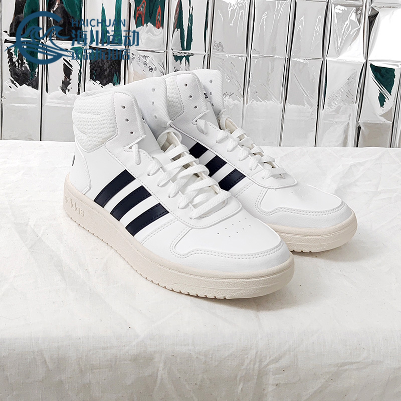 阿迪达斯大童三条纹中帮休闲板鞋