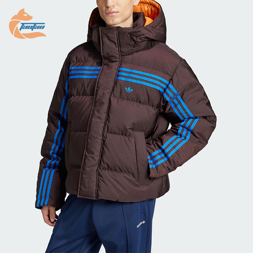 阿迪达斯男士复古拼接短裤羽绒服