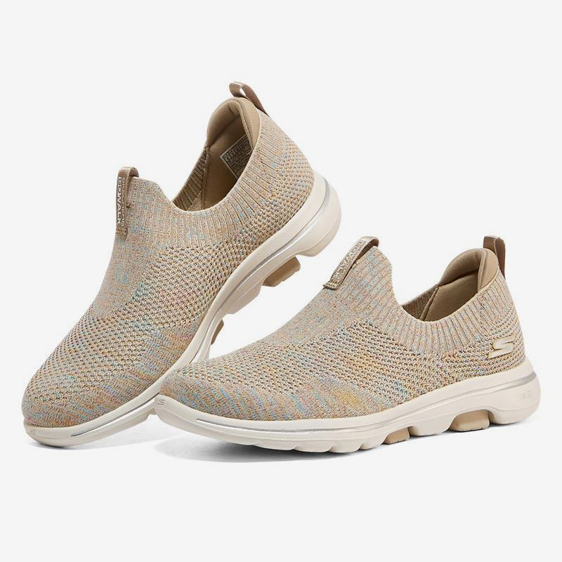Skechers/斯凯奇正品Go Walk 5 女子轻便透气一脚蹬休闲运动鞋