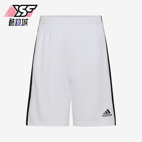 Adidas/阿迪达斯正品徽标中腰儿童侧边条纹经典休闲短裤AH5546