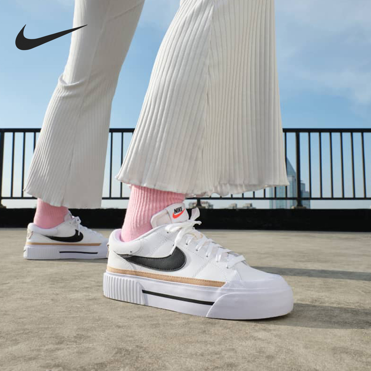 Nike/耐克正品COURT LEGACY女士经典厚底耐磨低帮板鞋DM7590-104