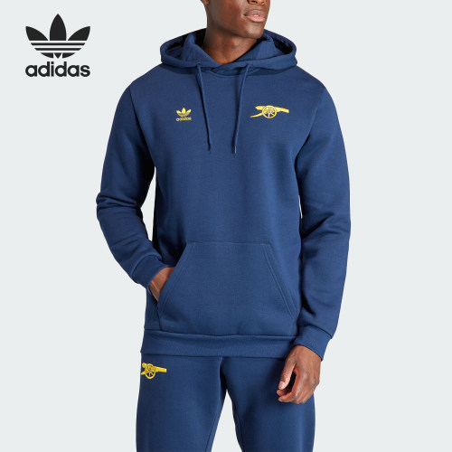 Adidas/阿迪达斯正品三叶草男士抽绳连帽针织长袖卫衣IK8713