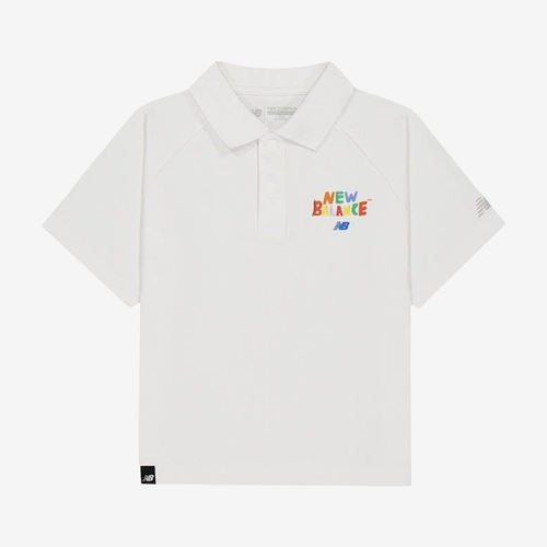 New Balance新百伦正品翻领短袖插肩袖扣子儿童POLO衫7FG2V083-WT
