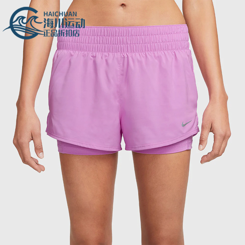 Nike/耐克正品2025女士印花松紧腰透气二合一运动短裤DX6013-532