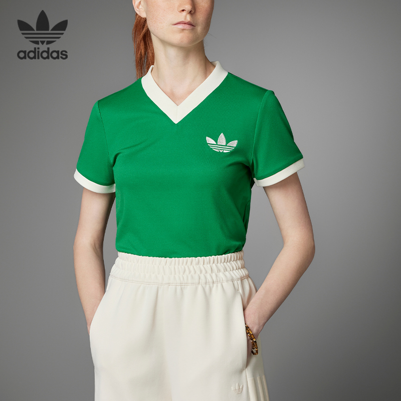 Adidas/阿迪达斯正品三叶草V-NECK TEE女子运动短袖T恤IB2043