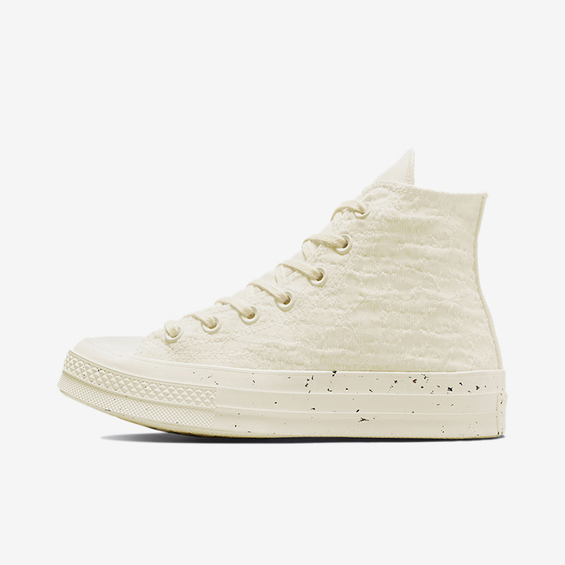 Converse匡威 褶皱高帮奶油白舒适休闲百搭帆布鞋女款淡黄571354C