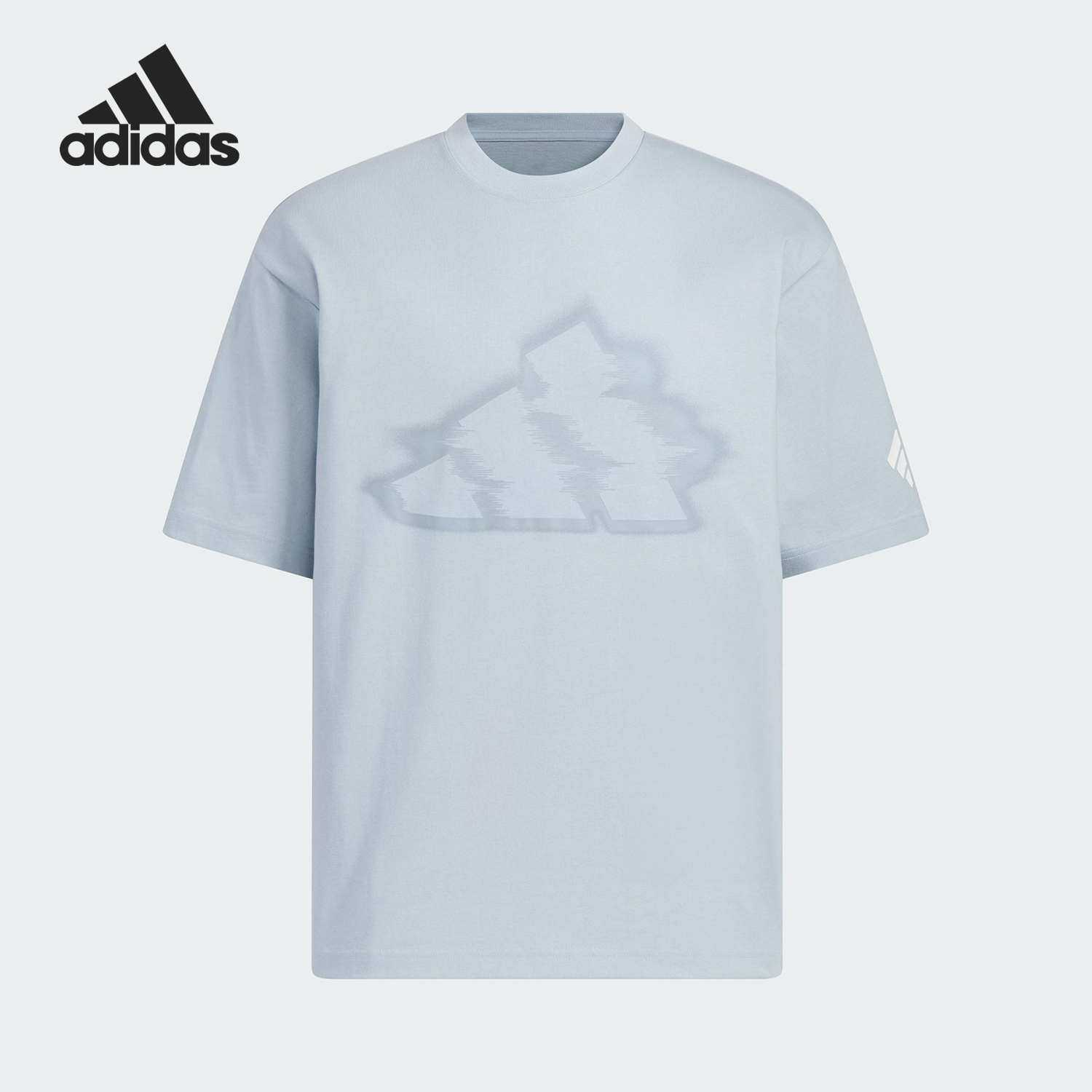 Adidas/阿迪达斯正品2025男士logo印花经典圆领宽松短袖KC3745