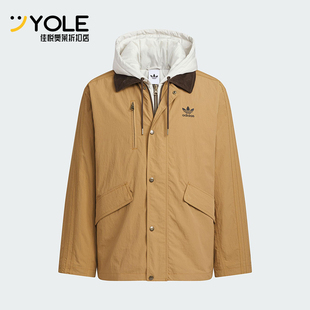 Adidas/阿迪达斯正品三叶草男士休闲连帽保暖二合一棉服KW1241