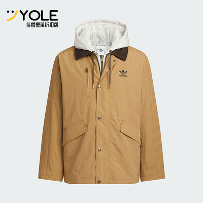 Adidas/阿迪达斯正品三叶草男士休闲连帽保暖二合一棉服KW1241
