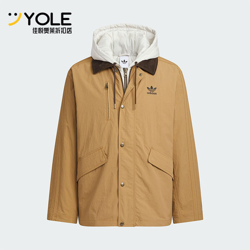 Adidas/阿迪达斯正品三叶草男士休闲连帽保暖二合一棉服KW1241