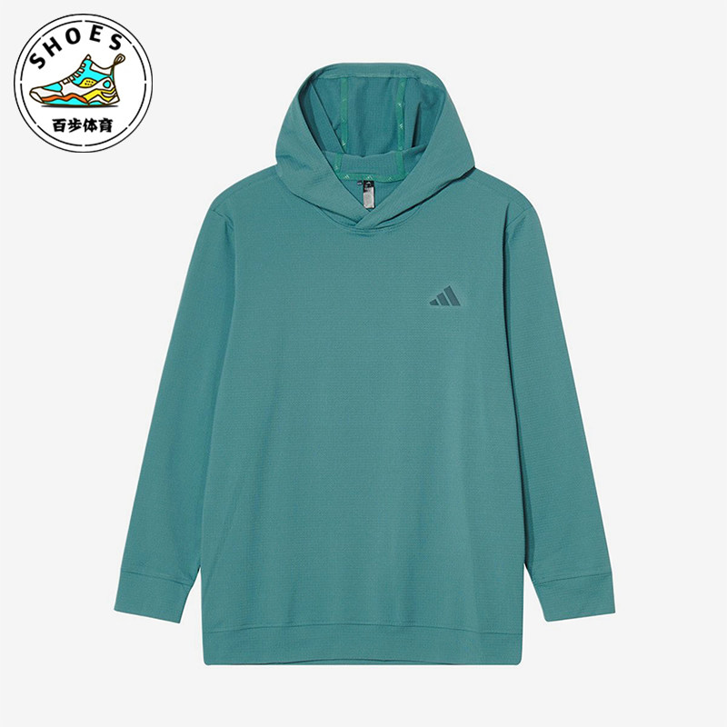Adidas/阿迪达斯正品新款男绿色高尔夫经典简约连帽卫衣JX4192