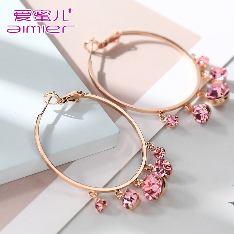 玫瑰金潮流时尚大圈圈耳环女个性圆圈款气质夸张设计感耳饰网红