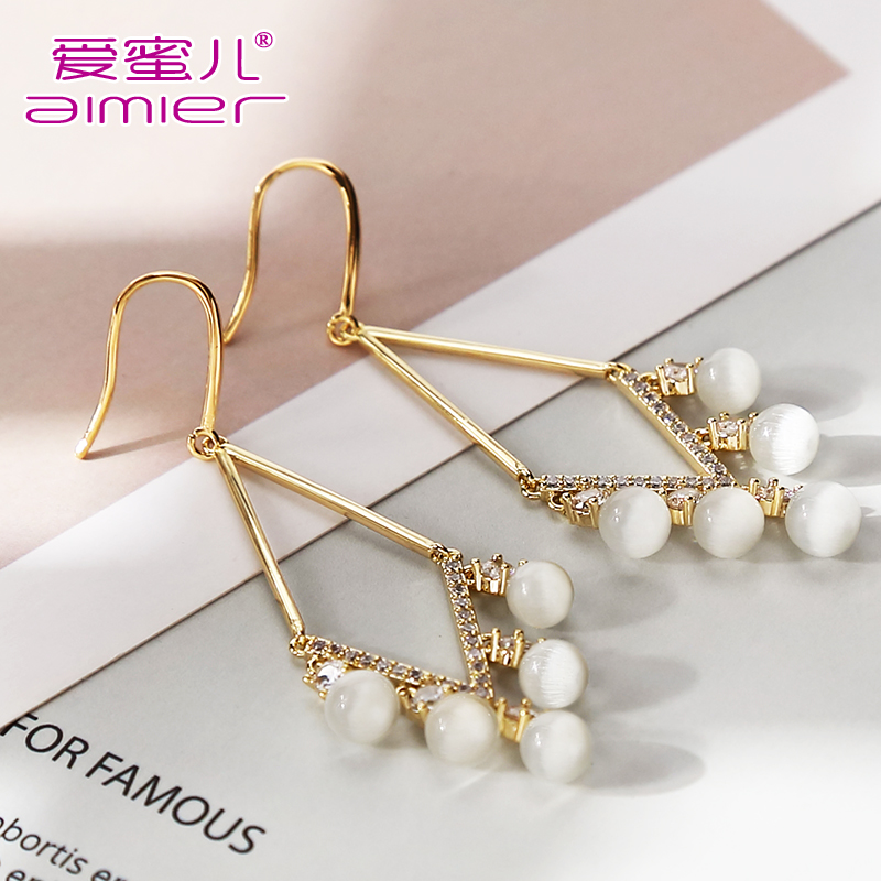 耳钩菱形长款菱形耳环